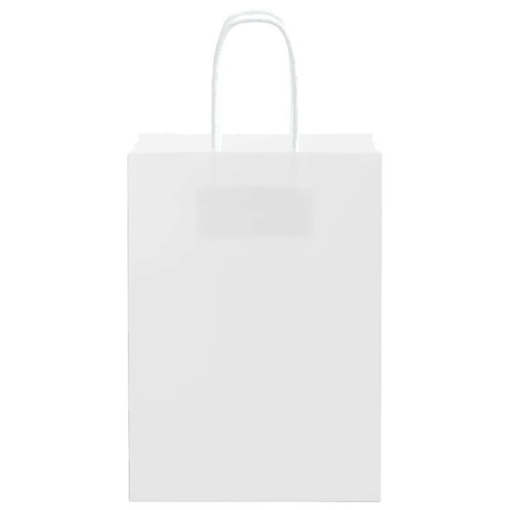 vidaXL Sacchetti di Carta 250 pz con Manici Bianchi 15x8x21 cm