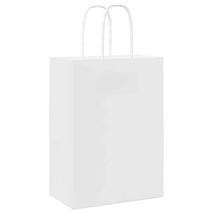 vidaXL Sacchetti di Carta 250 pz con Manici Bianchi 15x8x21 cm