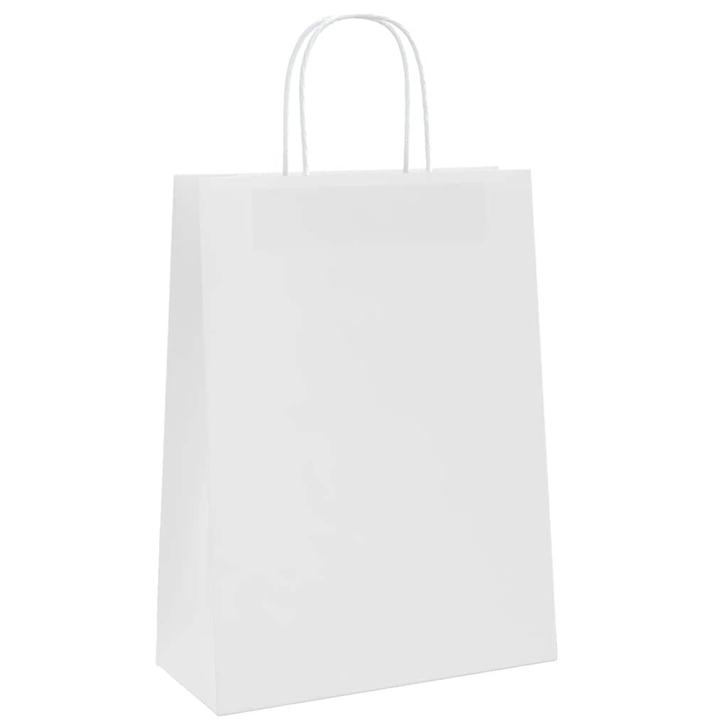 Sacchetti di Carta 250 pz con Manici Bianchi 26x12x35 cm 4101618