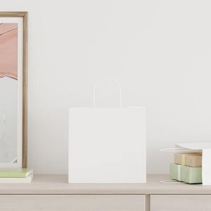 vidaXL Sacchetti di Carta 250 pz con Manici Bianchi 26x17x25 cm