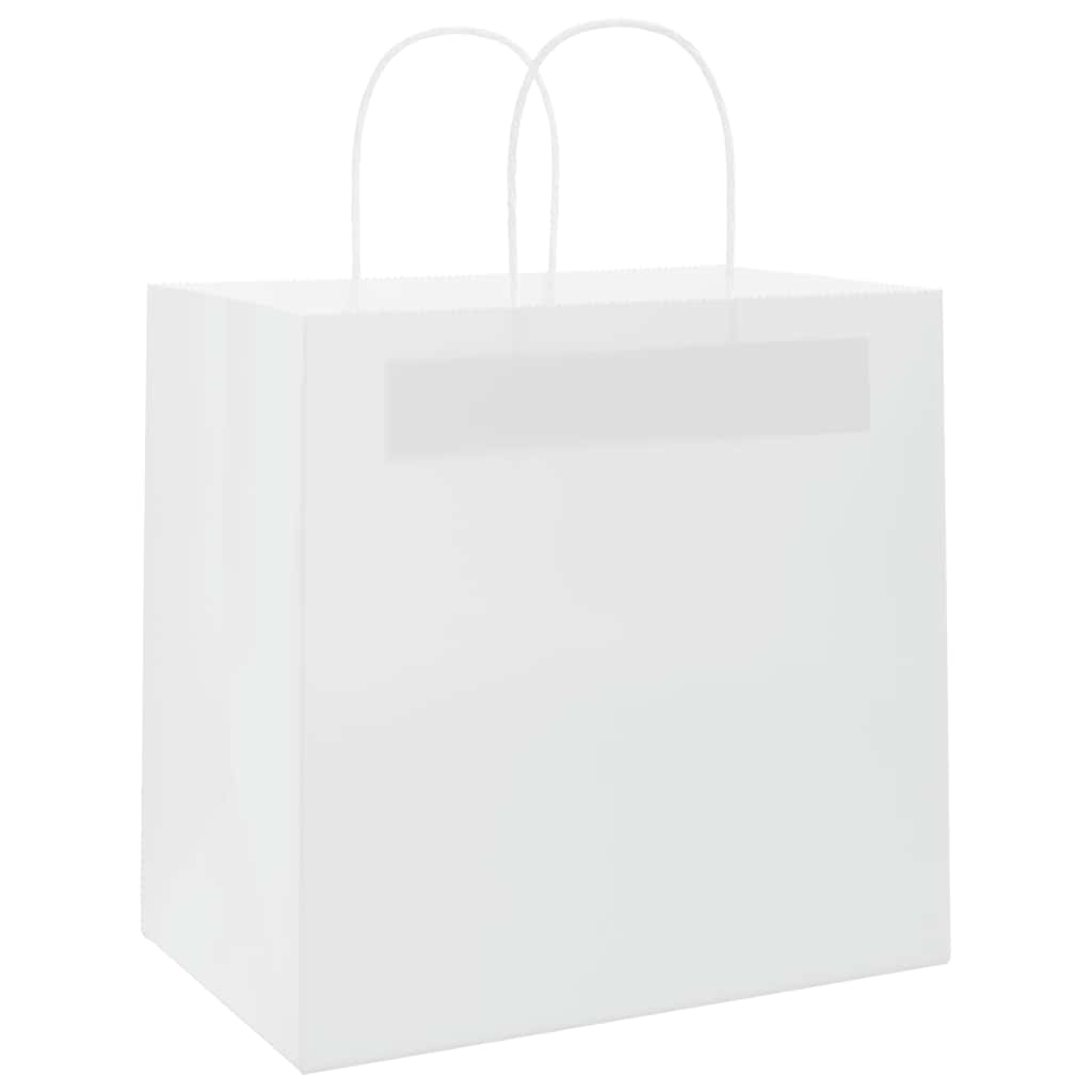 vidaXL Sacchetti di Carta 250 pz con Manici Bianchi 26x17x25 cm