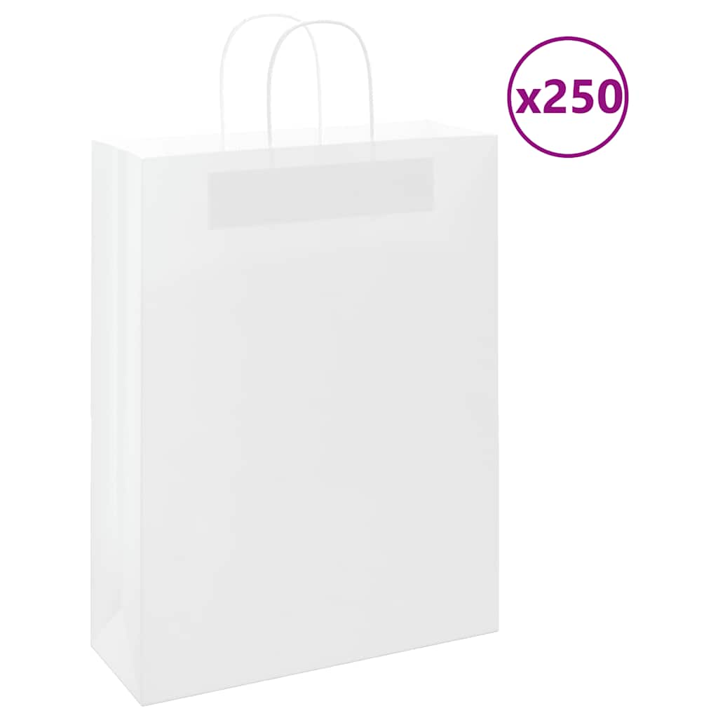 Sacchetti di Carta 250 pz con Manici Bianchi 32x12x42 cm