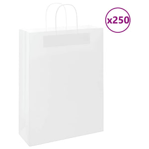 Sacchetti di Carta 250 pz con Manici Bianchi 32x12x42 cm
