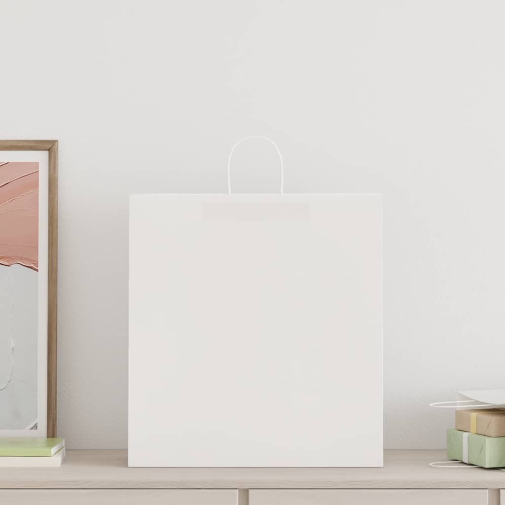 vidaXL Sacchetti di Carta 250 pz con Manici Bianchi 45x17x48 cm