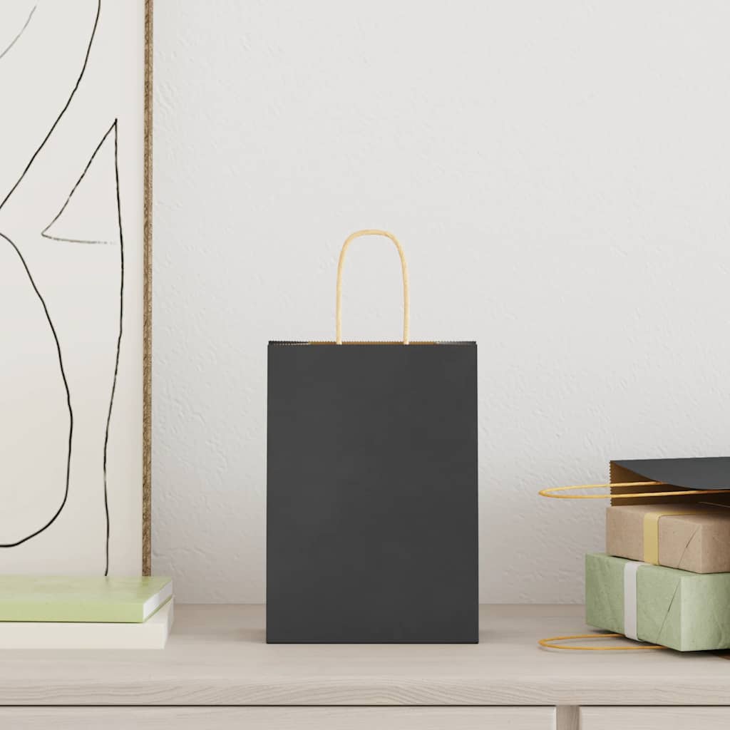 Sacchetti di Carta 50 pz con Manici Neri 15x8x21 cm 4101627