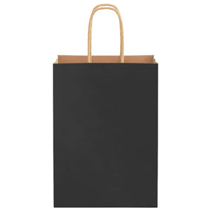 vidaXL Sacchetti di Carta 50 pz con Manici Neri 15x8x21 cm