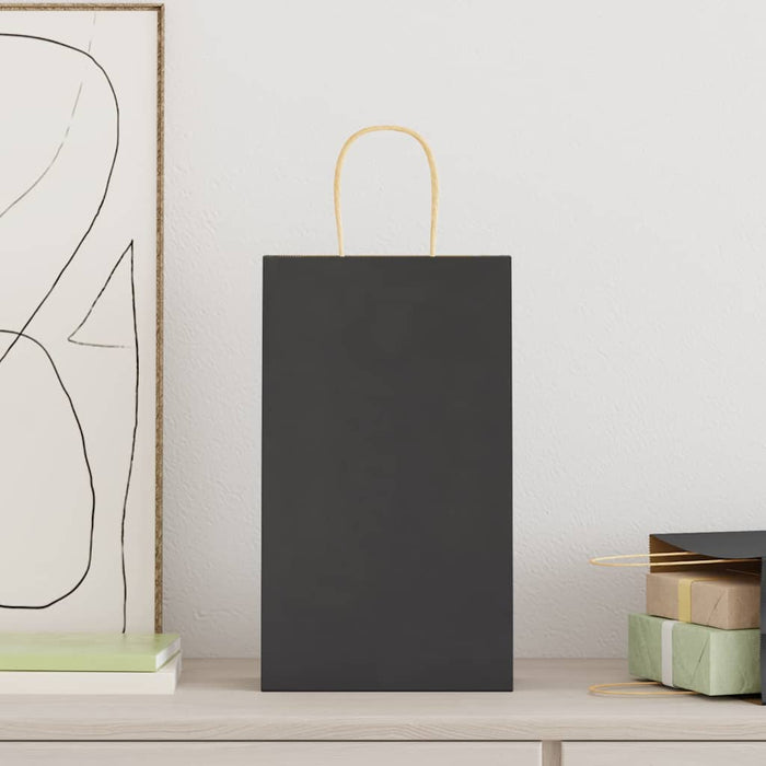 vidaXL Sacchetti di Carta 50 pz con Manici Neri 21x11x36 cm