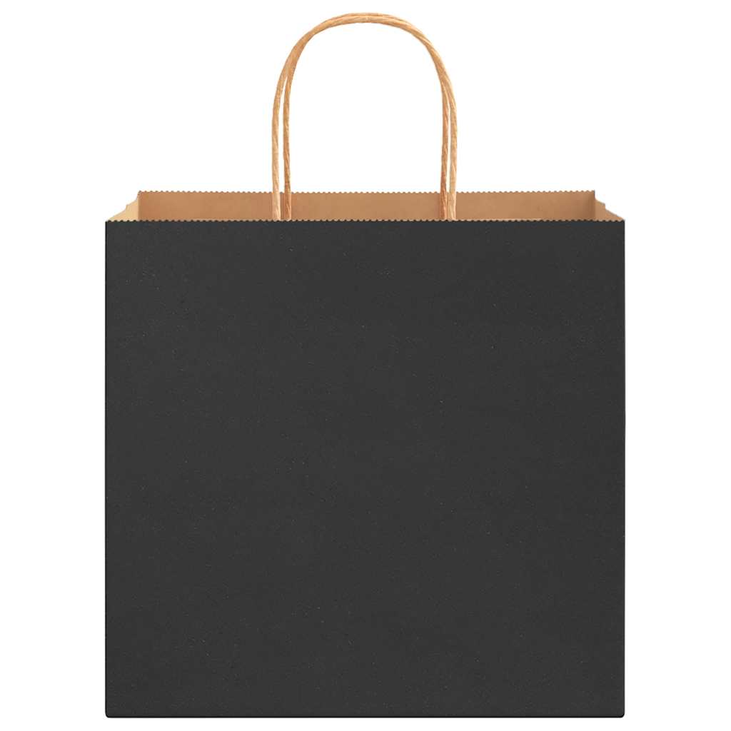 vidaXL Sacchetti di Carta 250 pz con Manici Neri 26x17x25 cm