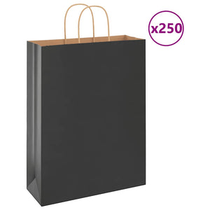 Sacchetti di Carta 250 pz con Manici Neri 32x12x42 cm