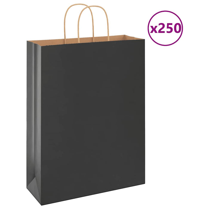 Sacchetti di Carta 250 pz con Manici Neri 32x12x42 cm