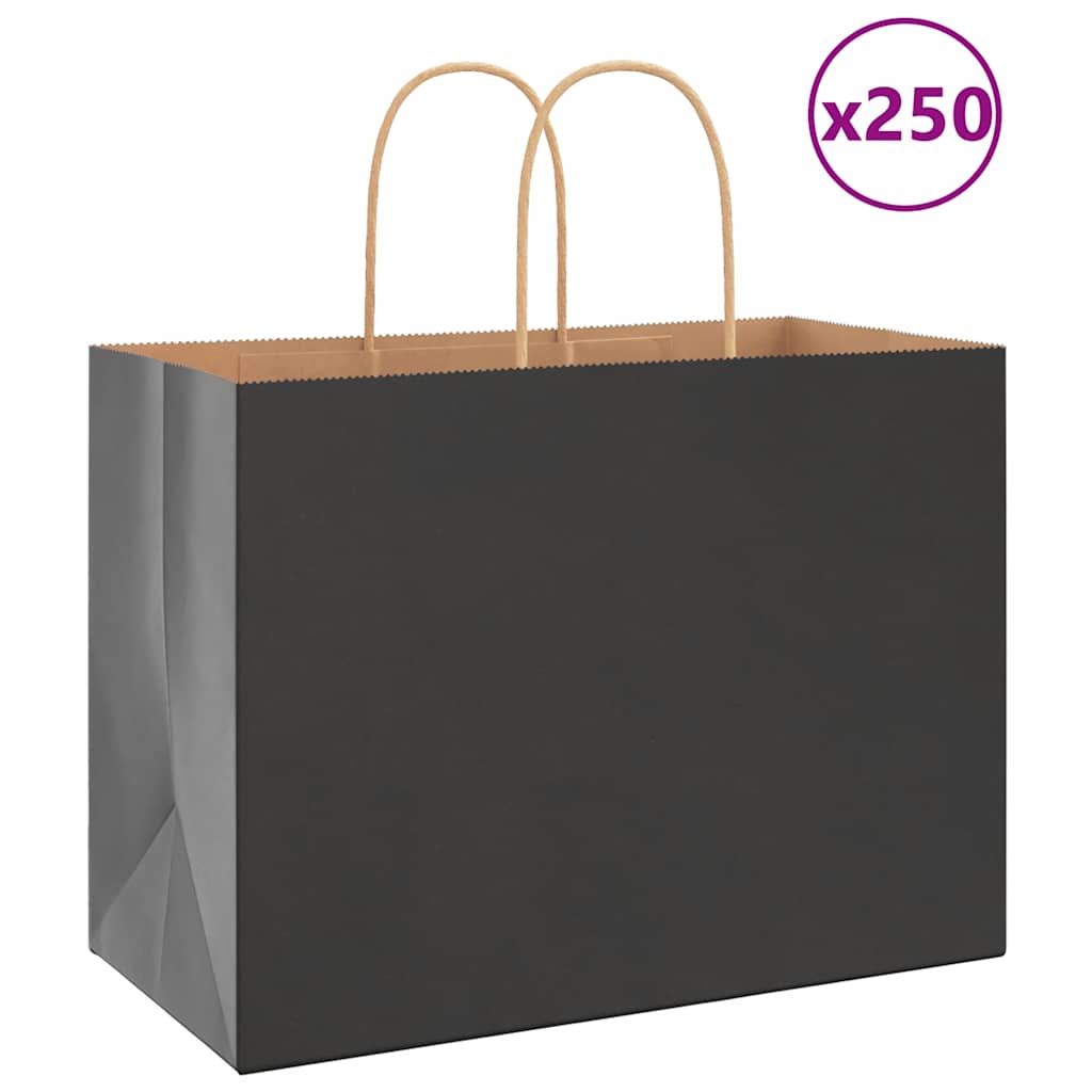 Sacchetti di Carta 250 pz con Manici Neri 32x17x25 cm