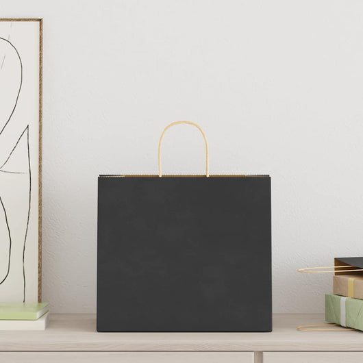 Sacchetti di Carta 250 pz con Manici Neri 32x22x28 cm 4101652