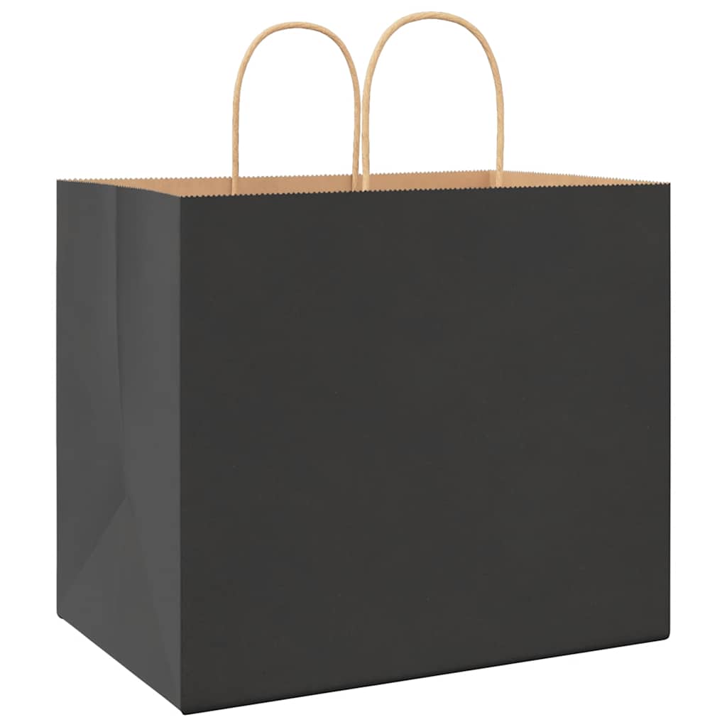 vidaXL Sacchetti di Carta 250 pz con Manici Neri 32x22x28 cm