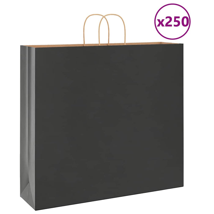 Sacchetti di Carta 250 pz con Manici Neri 54x15x49 cm