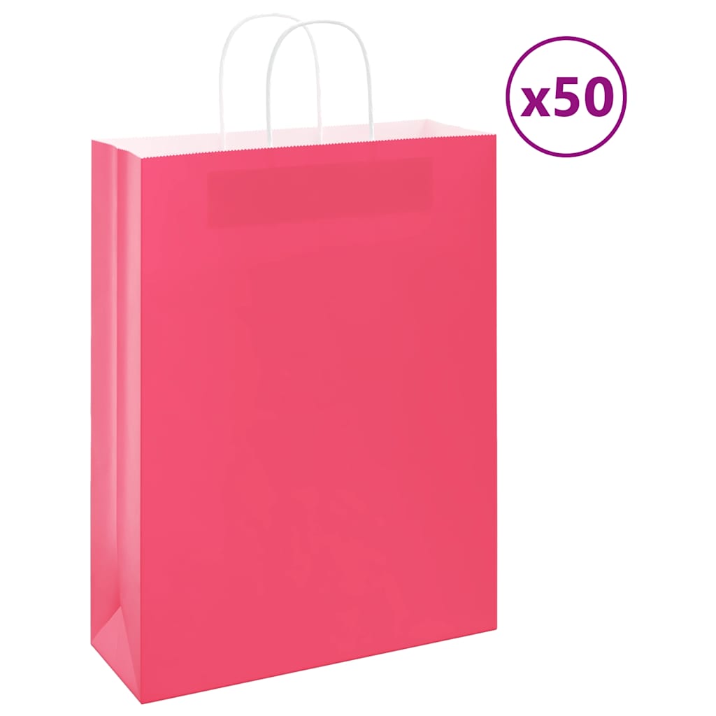 Sacchetti di Carta 50 pz con Manici Rosa 32x12x42 cm