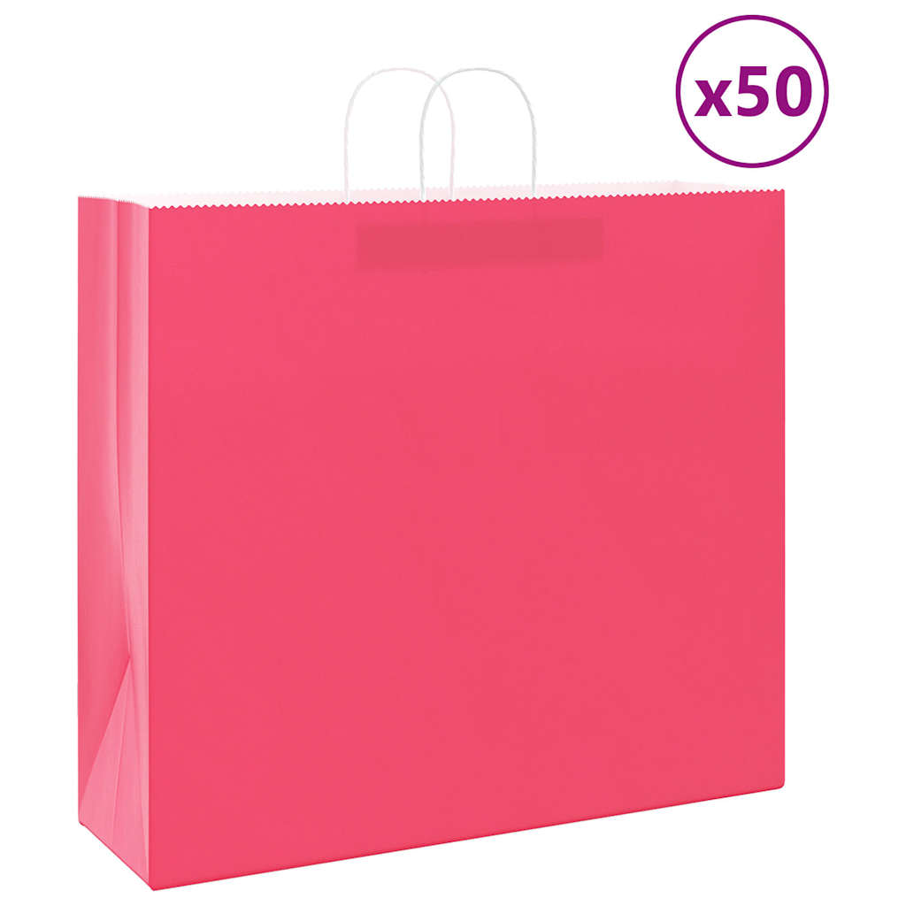 Sacchetti di Carta 50 pz con Manici Rosa 54x15x49 cm