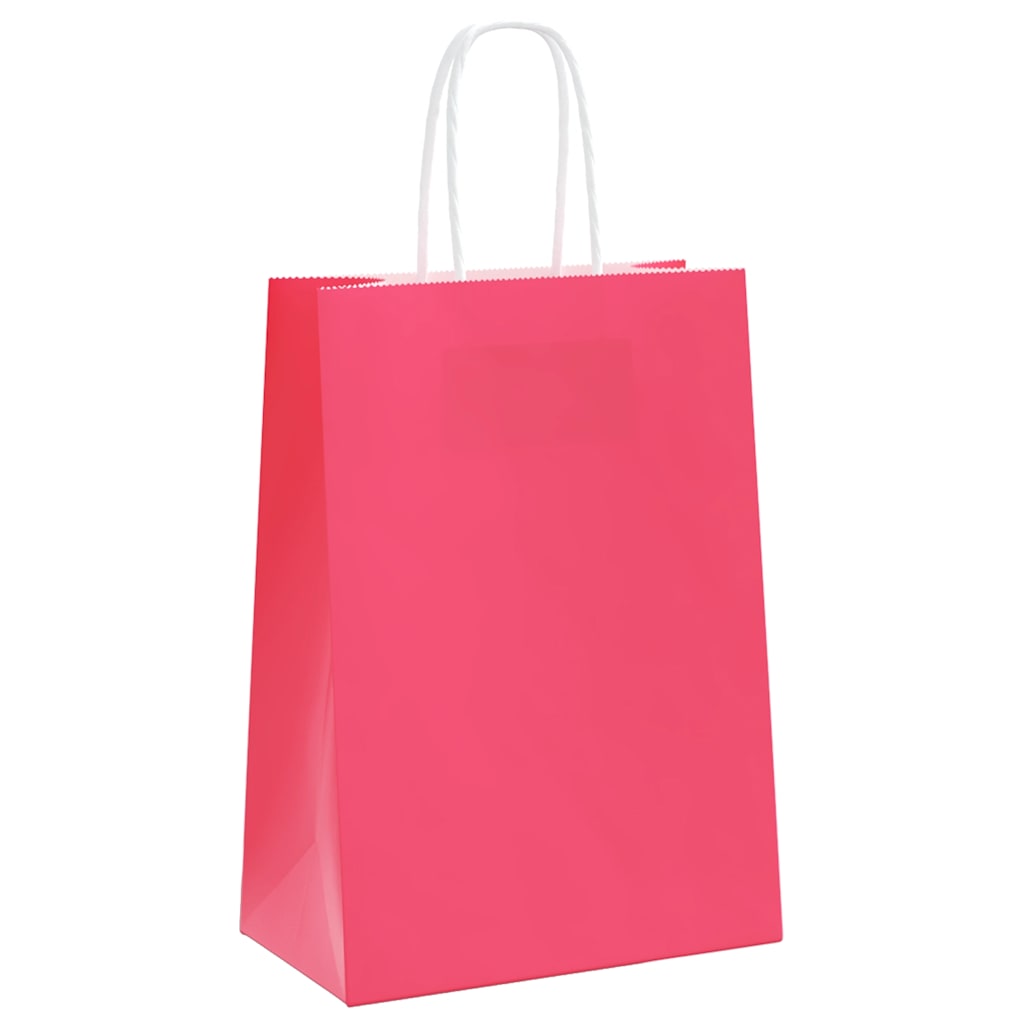 Sacchetti di Carta 250 pz con Manici Rosa 15x8x21 cm