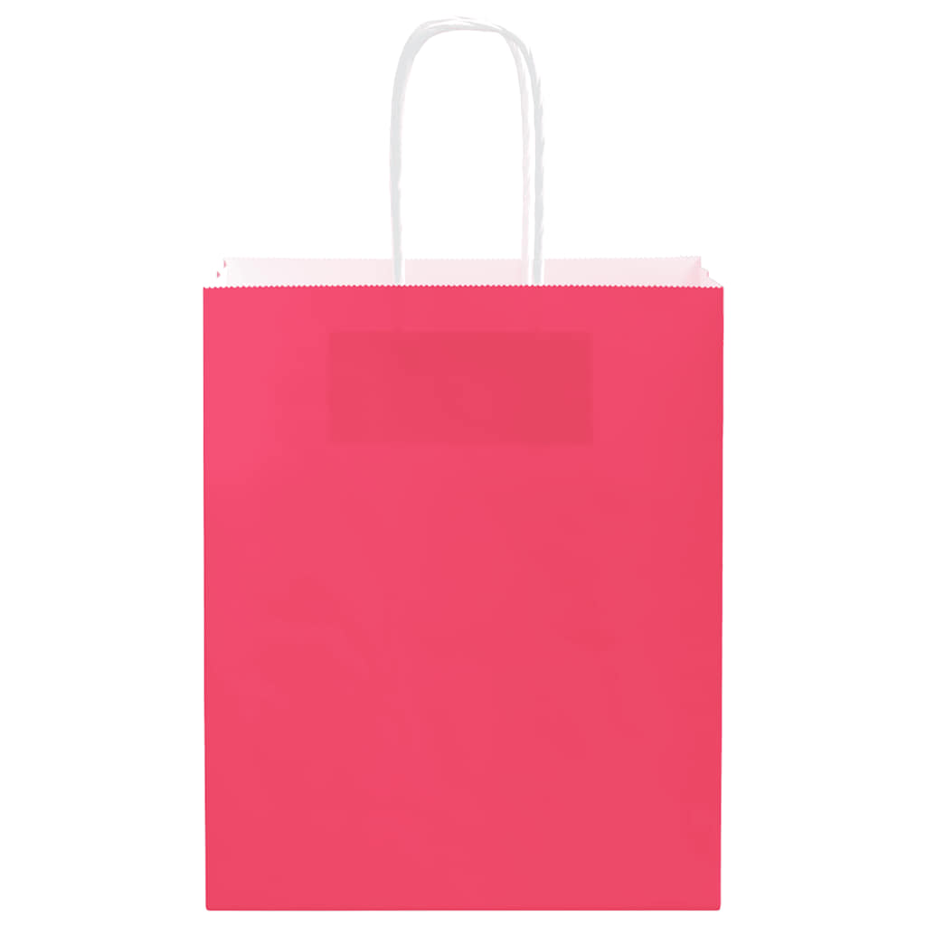 vidaXL Sacchetti di Carta 250 pz con Manici Rosa 18x8x22 cm