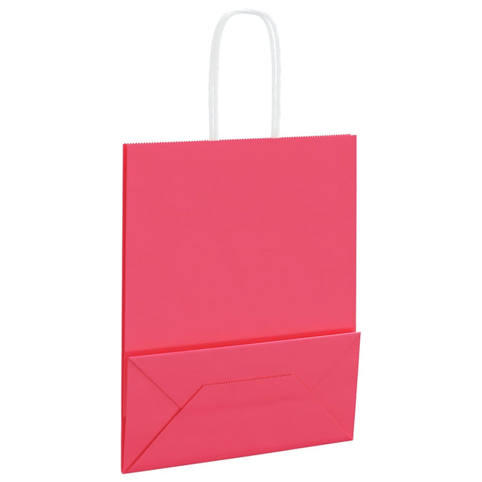 vidaXL Sacchetti di Carta 250 pz con Manici Rosa 18x8x22 cm