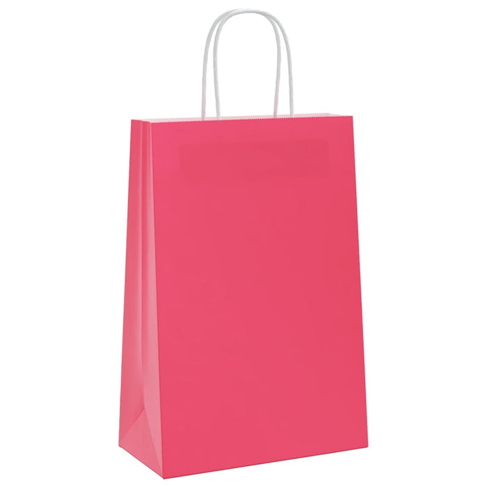 vidaXL Sacchetti di Carta 250 pz con Manici Rosa 21x11x31 cm