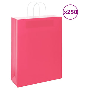 Sacchetti di Carta 250 pz con Manici Rosa 32x12x42 cm