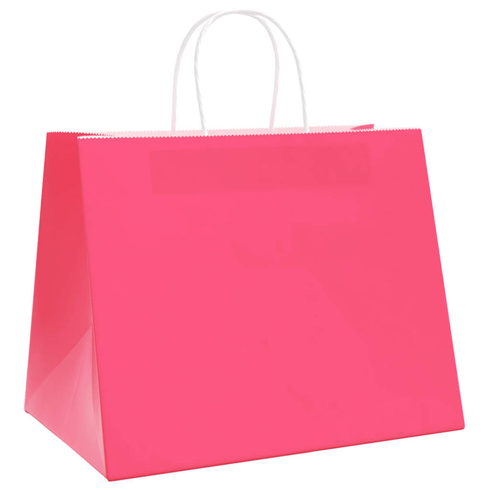 vidaXL Sacchetti di Carta 250 pz con Manici Rosa 32x22x24 cm