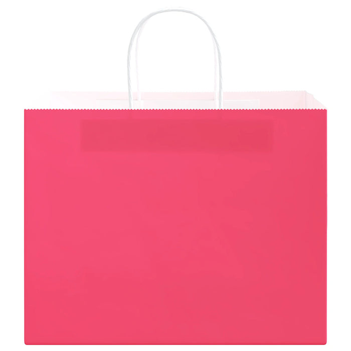 vidaXL Sacchetti di Carta 250 pz con Manici Rosa 32x22x24 cm