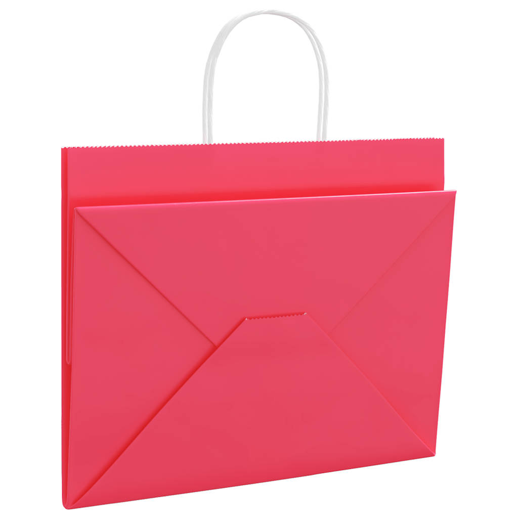 vidaXL Sacchetti di Carta 250 pz con Manici Rosa 32x22x24 cm