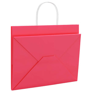 vidaXL Sacchetti di Carta 250 pz con Manici Rosa 32x22x24 cm