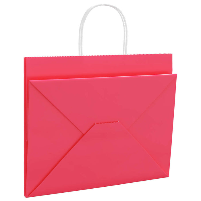 vidaXL Sacchetti di Carta 250 pz con Manici Rosa 32x22x24 cm