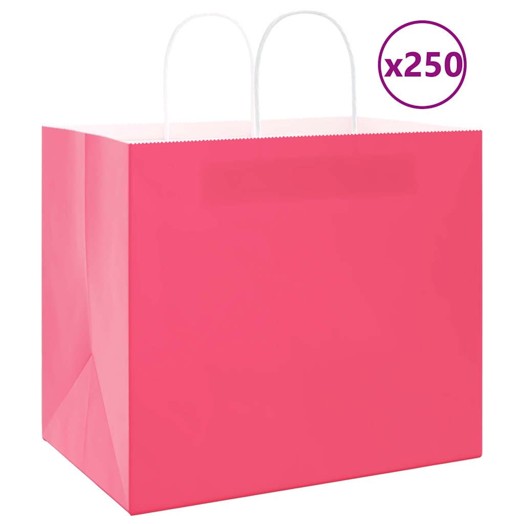 Sacchetti di Carta 250 pz con Manici Rosa 32x22x28 cm