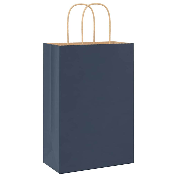 vidaXL Sacchetti di Carta 250 pz con Manici Blu 21x11x31 cm