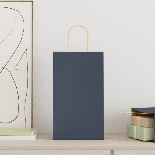 Sacchetti di Carta 250 pz con Manici Blu 21x11x36 cm 4101701