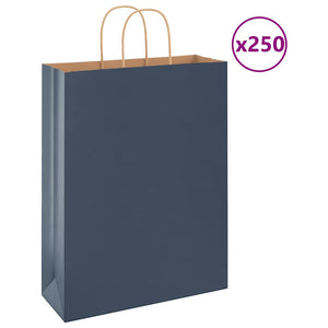 Sacchetti di Carta 250 pz con Manici Blu 32x12x42 cm