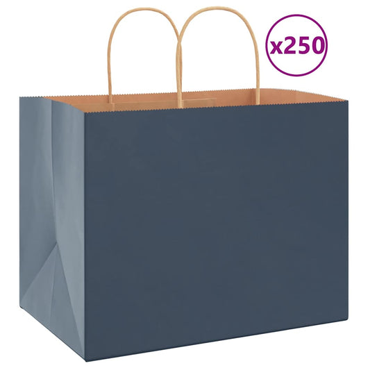 Sacchetti di Carta 250 pz con Manici Blu 32x22x24 cm