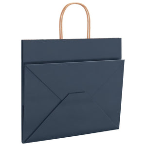 vidaXL Sacchetti di Carta 250 pz con Manici Blu 32x22x28 cm
