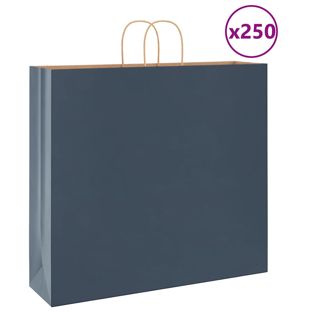 Sacchetti di Carta 250 pz con Manici Blu 54x15x49 cm