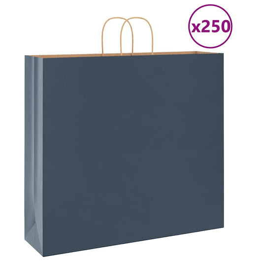 Sacchetti di Carta 250 pz con Manici Blu 54x15x49 cm
