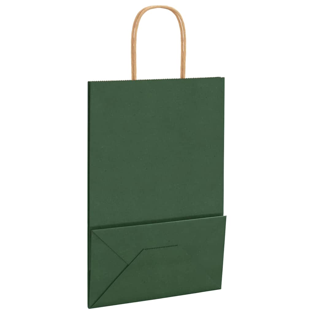 vidaXL Sacchetti di Carta 50 pz con Manici Verdi 21x11x31 cm