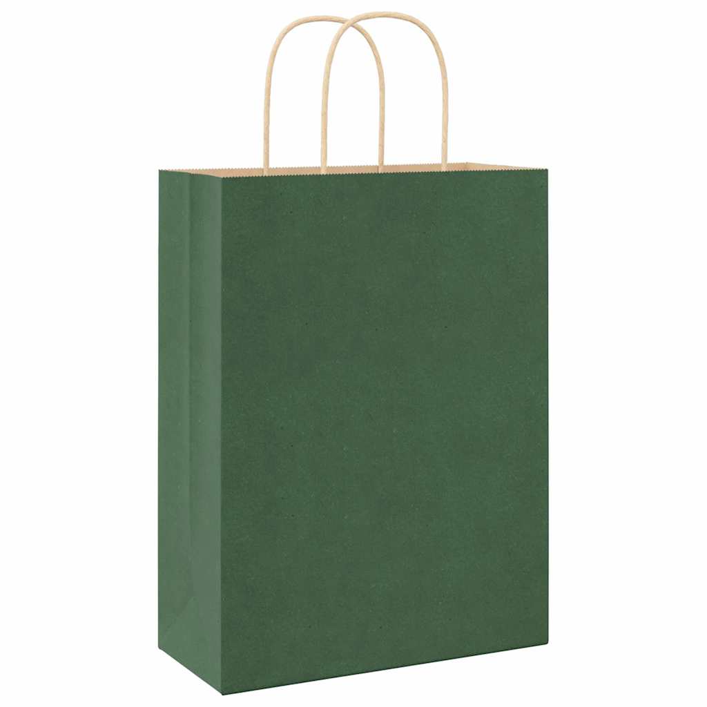 Sacchetti di Carta 50 pz con Manici Verdi 26x12x35 cm 4101716