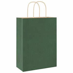 Sacchetti di Carta 50 pz con Manici Verdi 26x12x35 cm 4101716