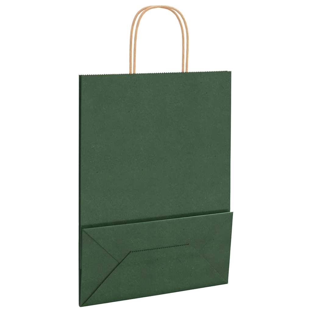 Sacchetti di Carta 50 pz con Manici Verdi 26x12x35 cm 4101716