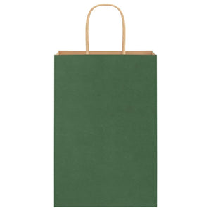 vidaXL Sacchetti di Carta 250 pz con Manici Verdi 21x11x31 cm