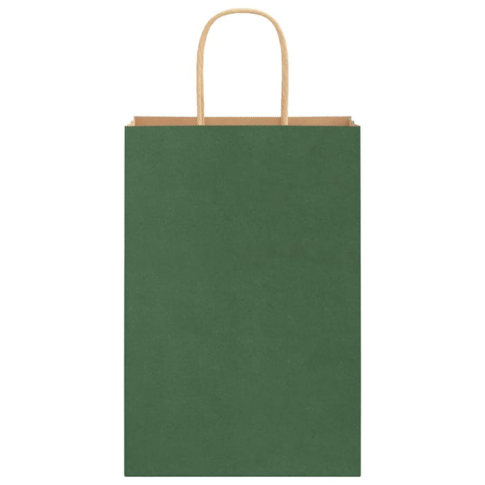 vidaXL Sacchetti di Carta 250 pz con Manici Verdi 21x11x31 cm
