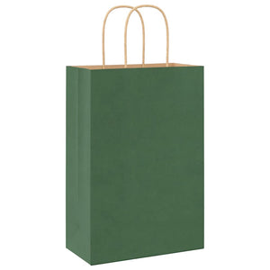 vidaXL Sacchetti di Carta 250 pz con Manici Verdi 21x11x31 cm