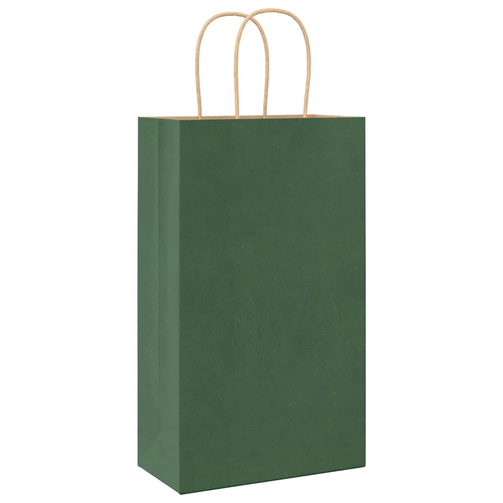 vidaXL Sacchetti di Carta 250 pz con Manici Verdi 21x11x36 cm