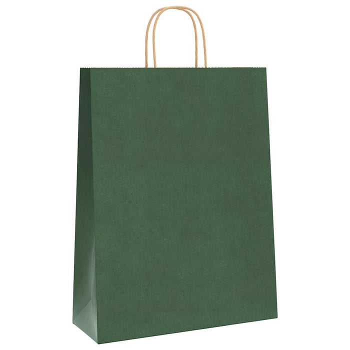 Sacchetti di Carta 250 pz con Manici Verdi 32x12x42 cm 4101732