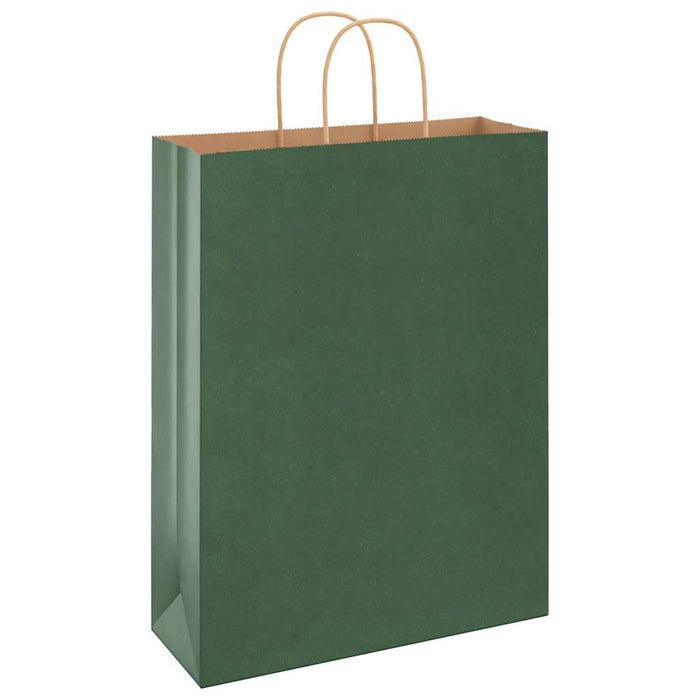 Sacchetti di Carta 250 pz con Manici Verdi 32x12x42 cm 4101732