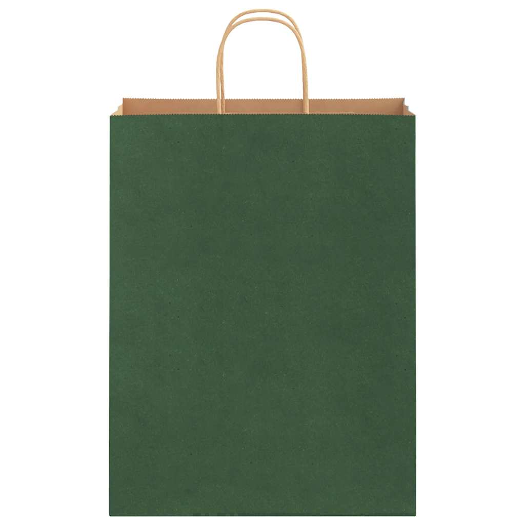 Sacchetti di Carta 250 pz con Manici Verdi 32x12x42 cm 4101732