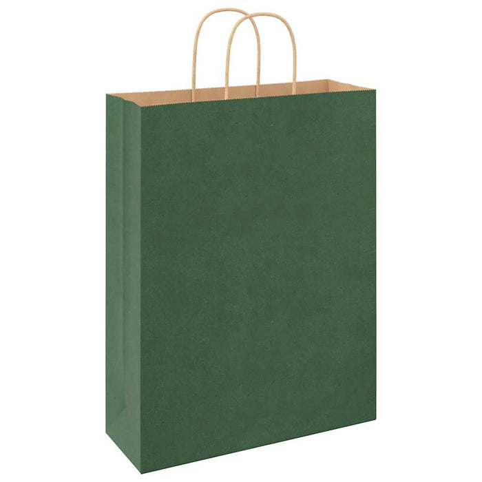 Sacchetti di Carta 250 pz con Manici Verdi 32x12x42 cm 4101732